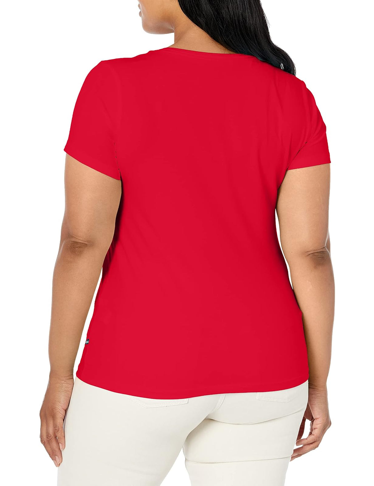 Nautica Playera de algodón elástico súper Suave con Cuello en V fácil Comodidad Camiseta para Mujer
