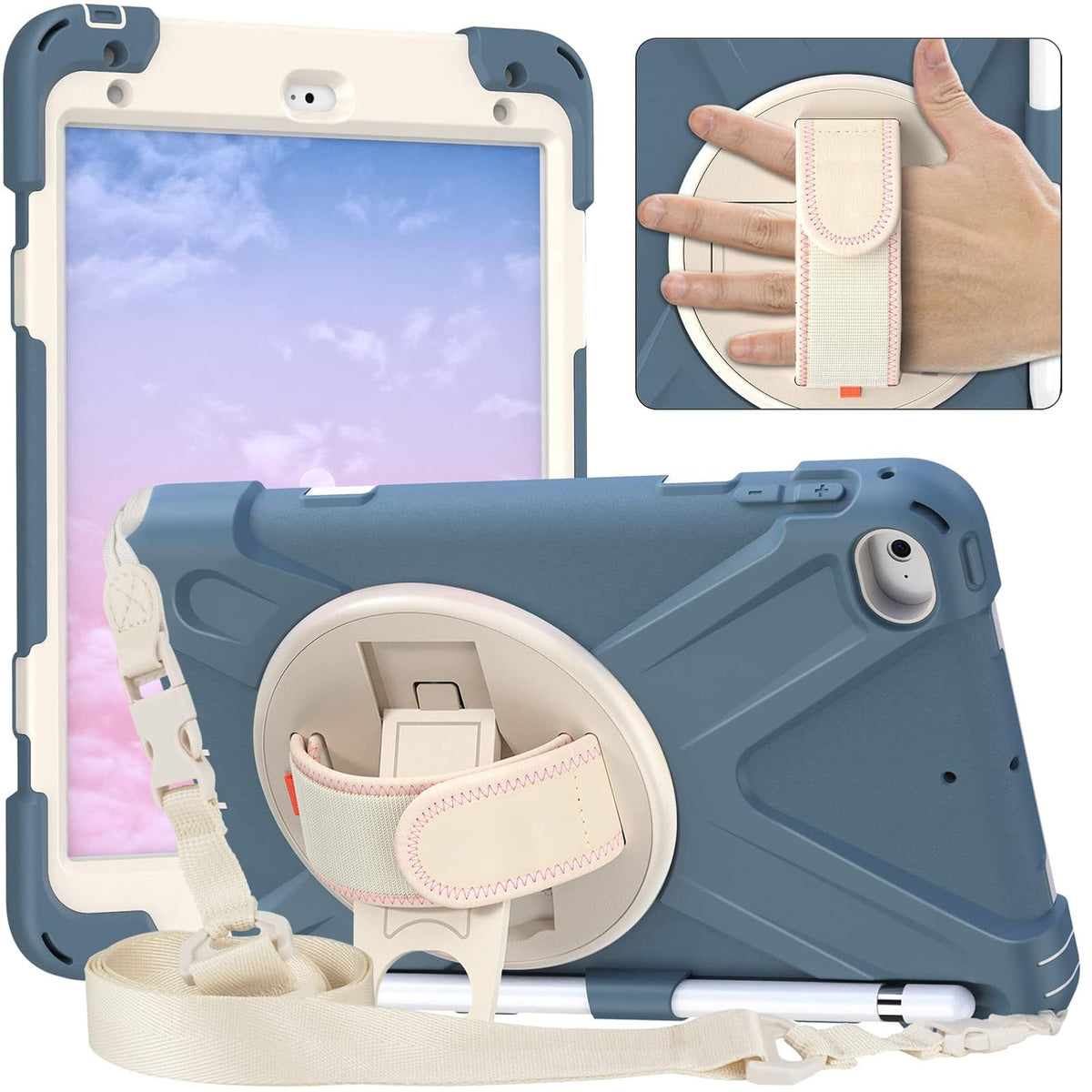 ORIbox Corsair - Funda para iPad Mini 5/4, Resistente y Resistente, Protector 3 en 1 a Prueba de Golpes con Soporte de 360°/Correa de Mano