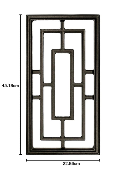 Nuvo Iron Inserto decorativo para vallas, puertas, hogar, jardín, rectangular, 9 x 17 pulgadas, negro