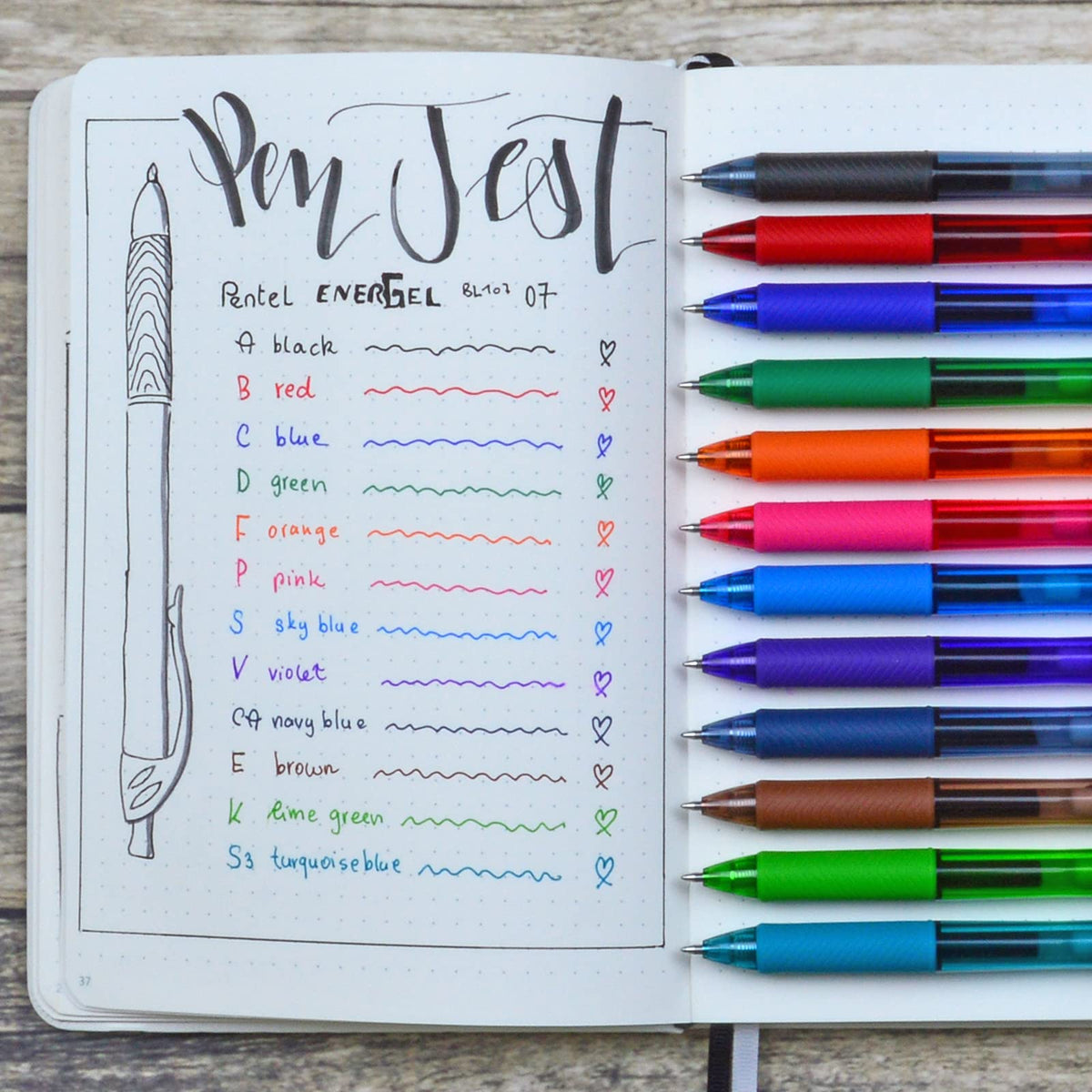 Bolígrafo Tinta Gel EnerGel-X Retráctil 0.7mm Tintas Varios Colores Docena Mixta BL107-M