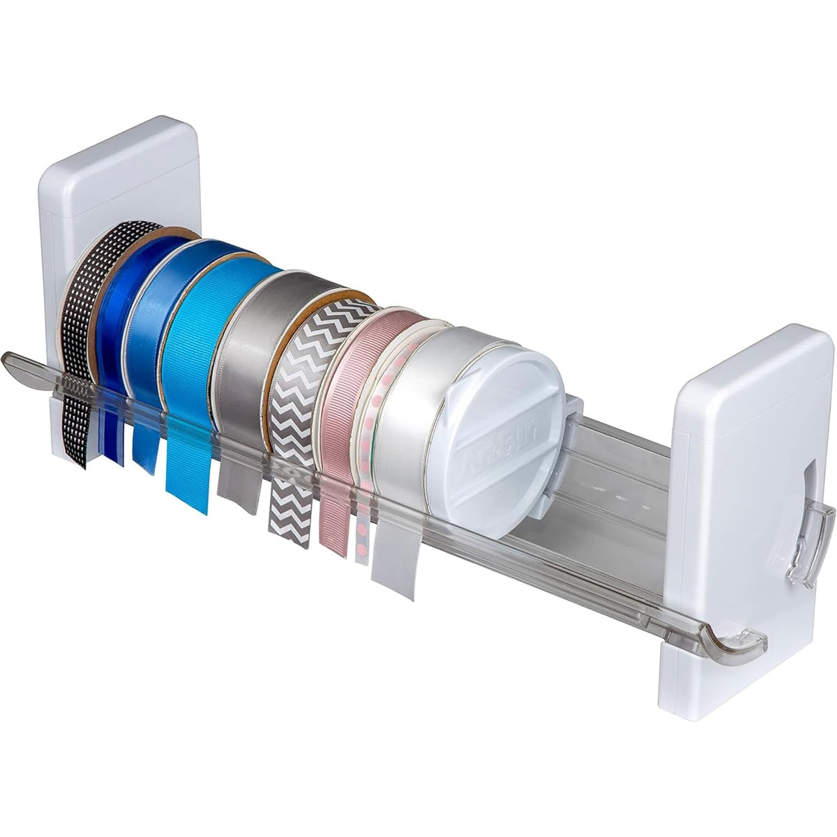 ArtBin 6870RSR Estante de almacenamiento de cinta | Sostiene bocinas de cinta para salas de manualidades y envoltorio de regalos, uso en pared o mesa, estante duradero, blanco