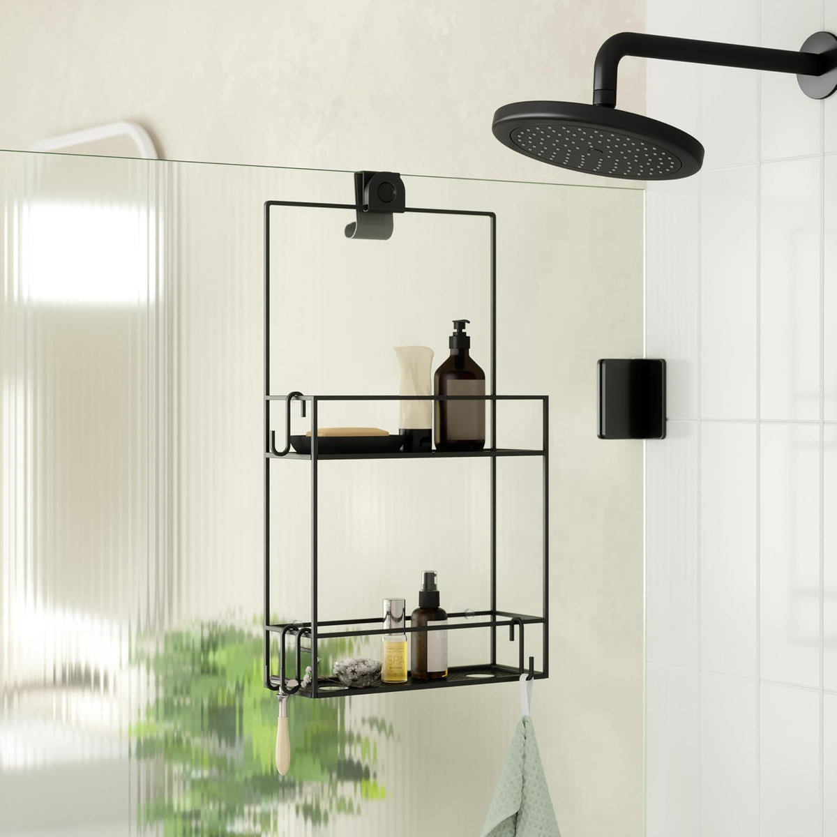 Umbra Cubiko Organizador de ducha con dos estantes, negro