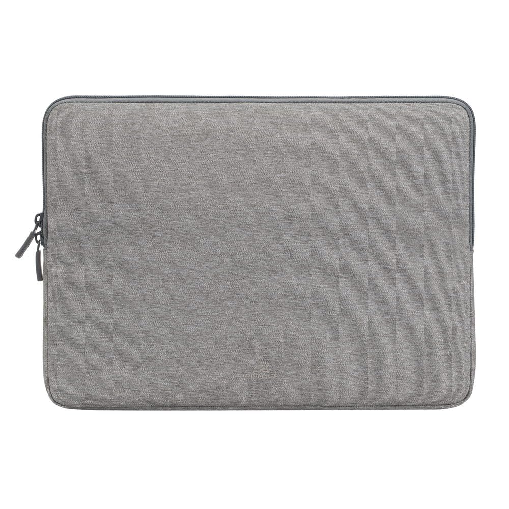 Rivacase 7703 Elegante Funda Gris p MacBook Pro 14 o Ultrabook 13.3". Fabricada con RPET Ecológico Reciclado, Resistente al Agua, Doble Cierre, Protección contra Golpes Accidentales Colección Suzuka