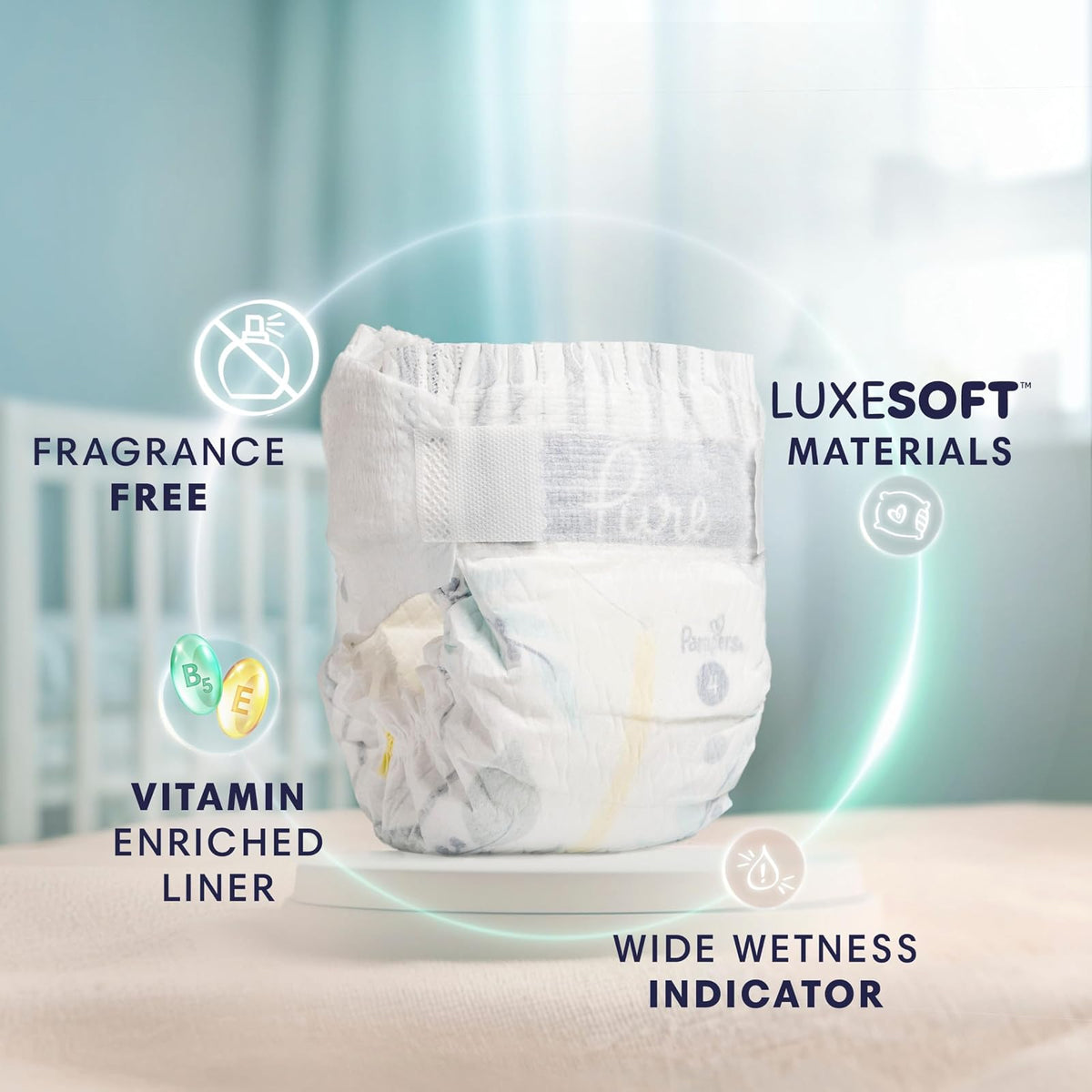 Pañales tamaño 4, 58 unidades – Pampers Pure Protection Pañales desechables para bebé, protección hipoalergénica y sin perfume, paquete super (el embalaje y las impresiones pueden variar)