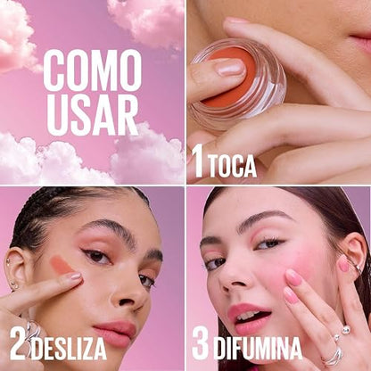 Maybelline Cloudtopia Blush para mejillas y labios,14H, tono rojo etéreo