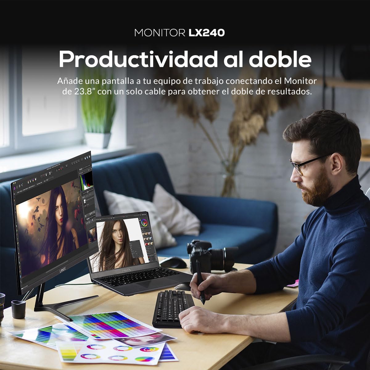Lanix LX240 Monitor, 23.8 Pulgadas, 1920x1080 Full HD, Panel VA, HDMI, VESA, LED