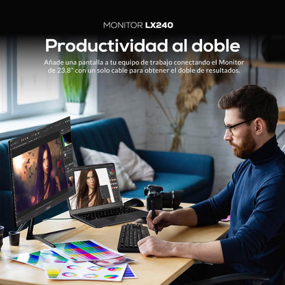 Lanix LX240 Monitor, 23.8 Pulgadas, 1920x1080 Full HD, Panel VA, HDMI, VESA, LED