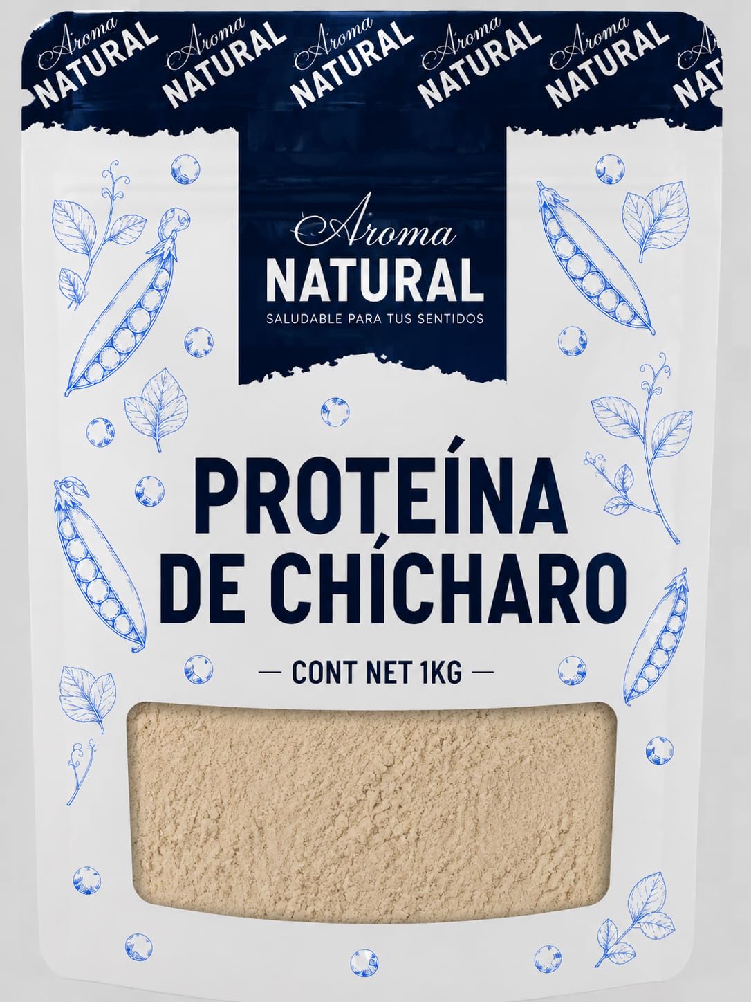 Aroma Natural | Proteína de Chícharo 1 kg – Bolsa Resellable | Vegana · Sin Gluten · Sin Lactosa | Proteína Vegetal para Smoothies, Batidos y Repostería