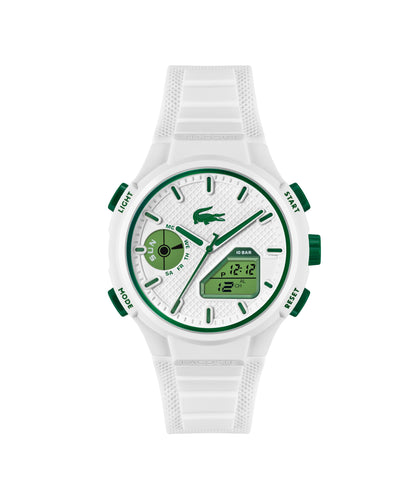 Lacoste LC33 Reloj de movimiento analógico y digital para hombre, correa de silicona, resistente al agua hasta 10 ATM/100 metros, contemporáneo, deportivo, reloj de moda premium, regalo para él, 45