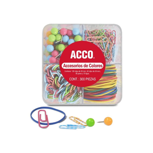 ACCO Set de Clips y Accesorios de Colores, Color Fresa. P4598