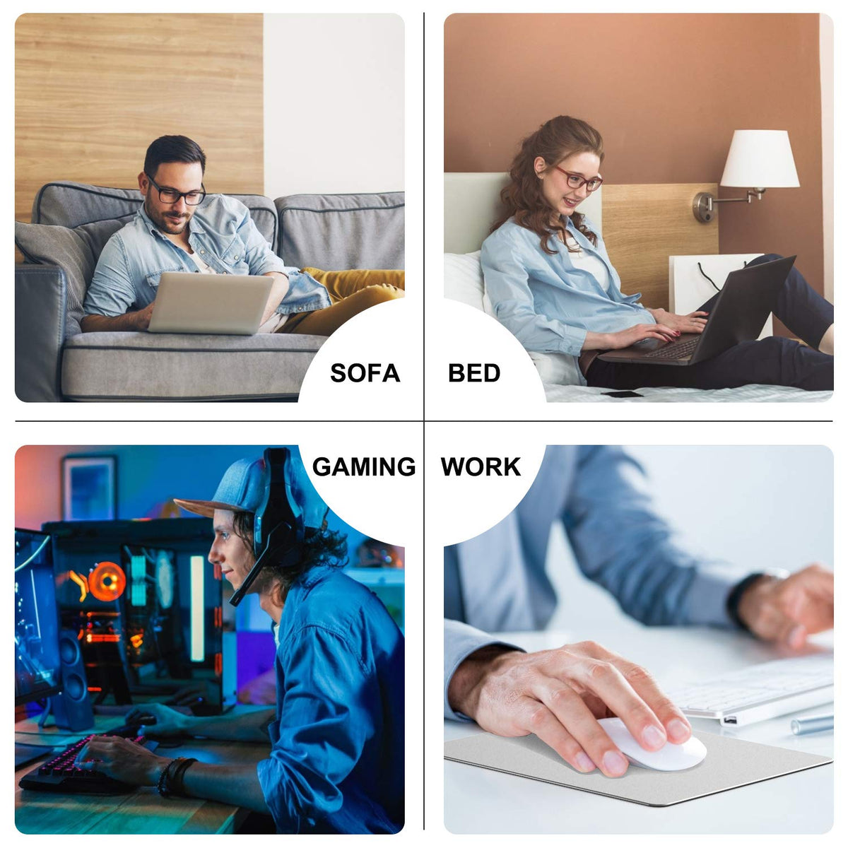 JEDIA Mouse Pad, Silver Hard Metal Aluminum Mouse Pad, Premium Dual-Side Waterproof Fast and Accurate Control Mousepad for Office, Home and Gaming, Small Size, 9"×7"