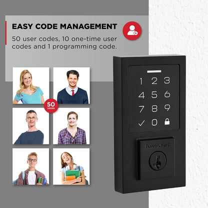 Kwikset SmartCode 270 Cerradura Electrónica | Negro mate, bloqueo automático, hasta 50 códigos, batería 12 meses