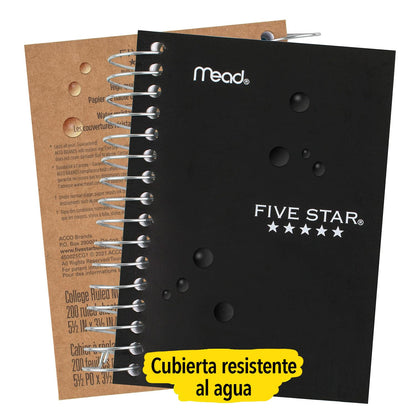 Five Star - Cuadernos Fat Lil' Spiral, papel rayado universitario, 200 hojas, tamaño de hoja de 5-1/2 x 4 pulgadas, paquete de 6 (38027)