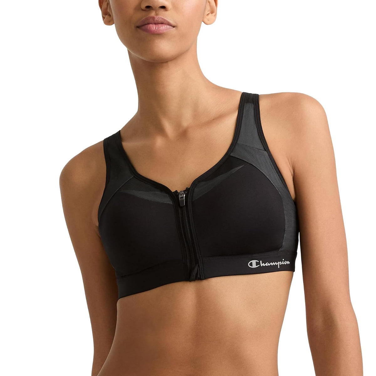 Champion Sports Bra, Motion Control Zip High-Impact Sports Bra, Wirefree Bra for Women Sujetador Deportivo Mujer