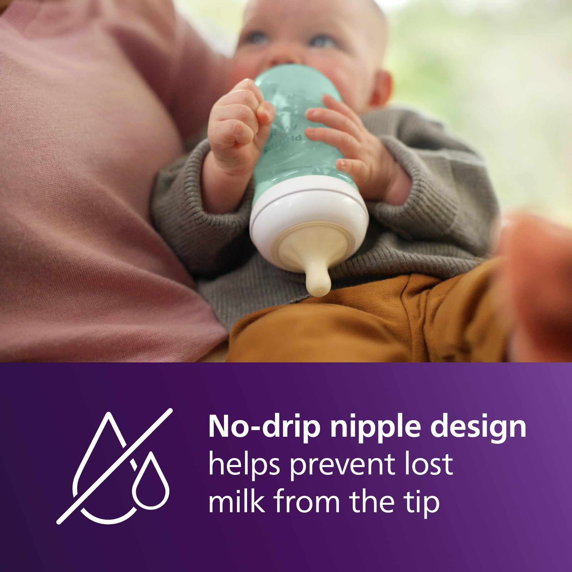 Philips Avent Natural Baby Bottle with Natural Response Nipple, Teal, 9oz, 4pk, SCY903/44