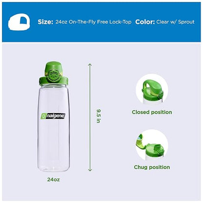 Nalgene Sustain Tritan - Botella de agua sin BPA hecha con material derivado del 50% de residuos de plástico, 24 onzas, transparente con brotes