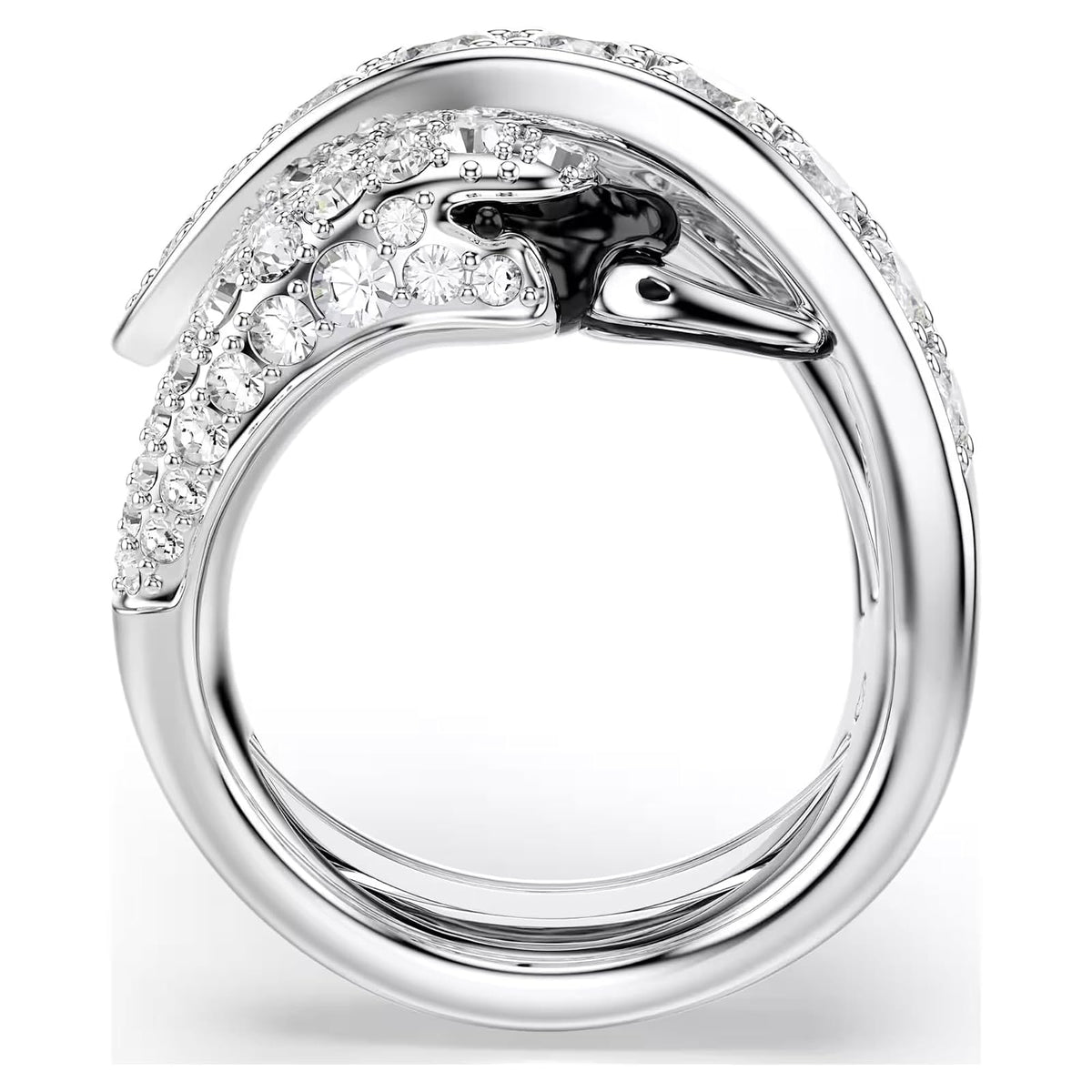Anillo de cóctel Vienna, Tallas mixtas, Cisne, Blanco, Acabado en rodio