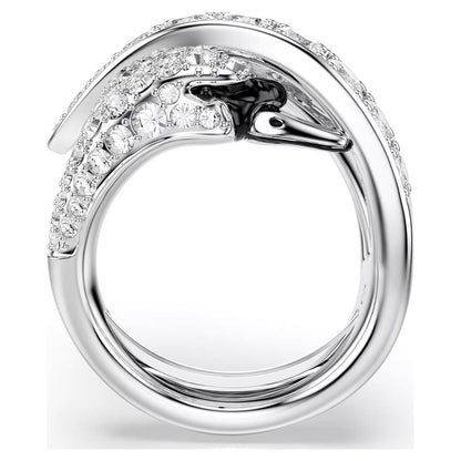 Anillo de cóctel Vienna, Tallas mixtas, Cisne, Blanco, Acabado en rodio