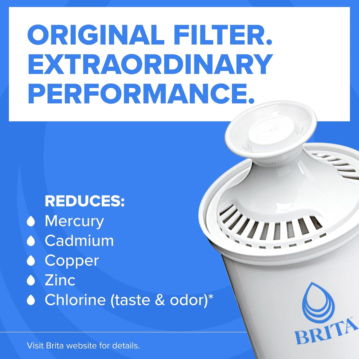 Brita - Jarra de filtro de agua para llave y agua potable con 1 filtro estándar, dura 2 meses, capacidad de 6 tazas, sin BPA, rojo