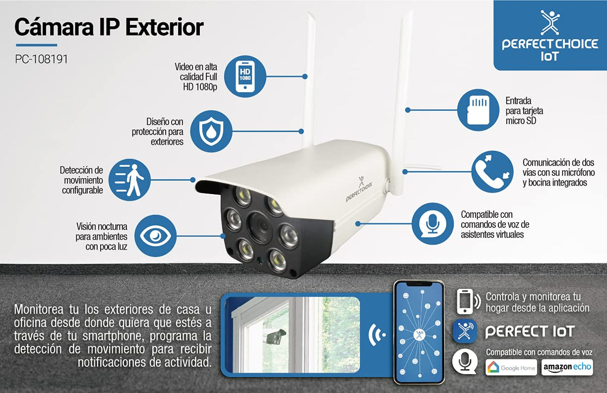 Perfect Choice CÁMARA IP Exterior Full HD IOT