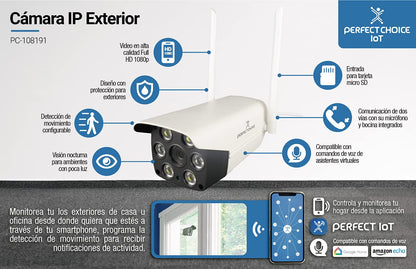 Perfect Choice CÁMARA IP Exterior Full HD IOT
