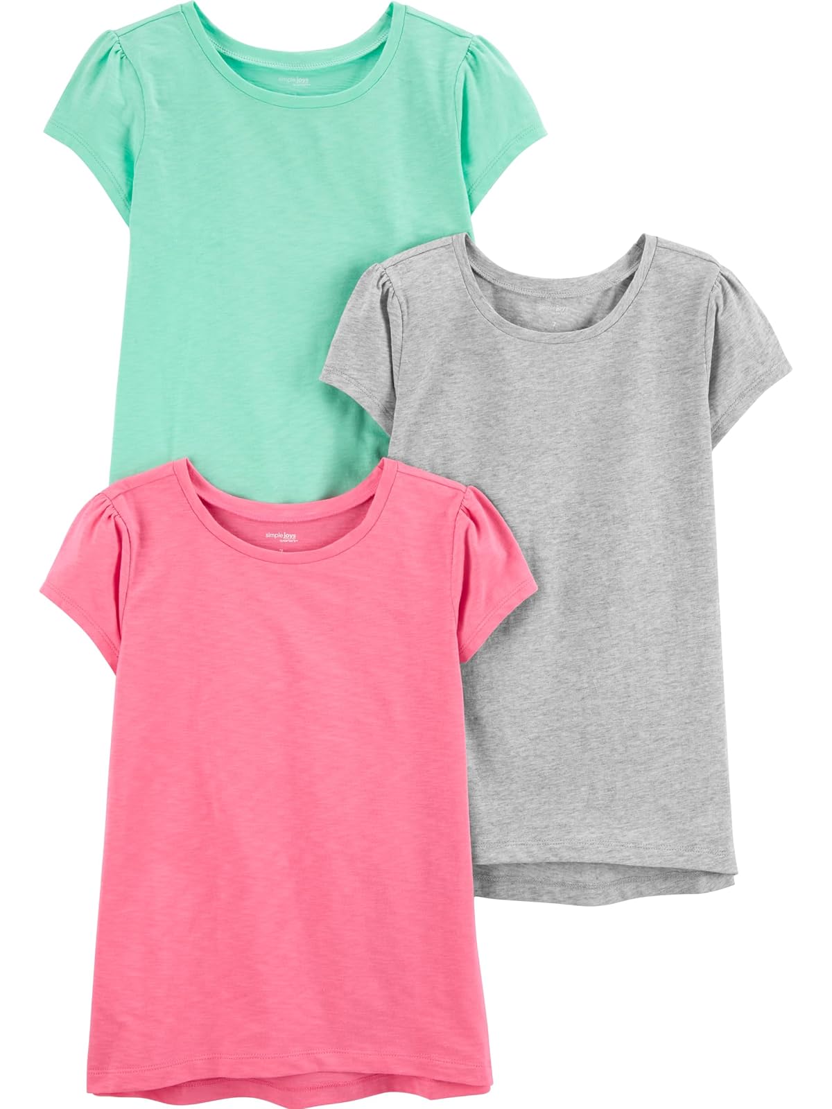 Simple Joys by Carter's Paquete de 3 Camisetas de Manga Corta sólidas Juego de Camiseta para Niñas