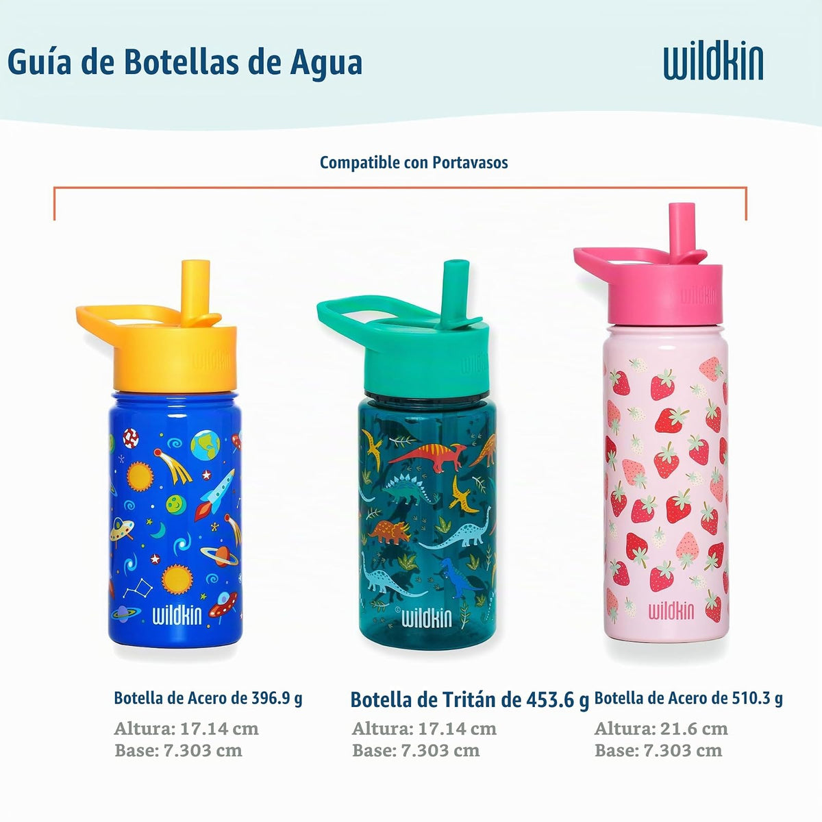 Wildkin Kids - Botella de agua de acero inoxidable de 14 onzas, sin BPA, a prueba de fugas, aislada, fácil de limpiar, diseño de caballos