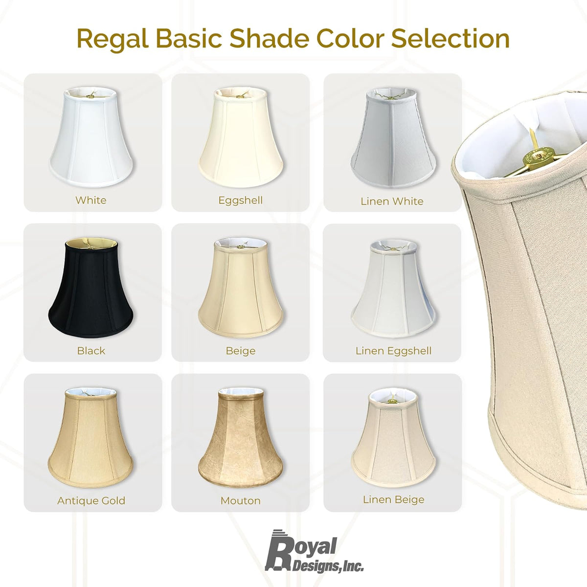 Royal Designs Pantalla de lámpara True Bell, Tradicional, 5 x 10 x 8.5, Blanco