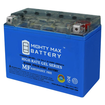 Mighty MAX Battery Batería YTX24HL-BSGEL -12 voltios 21 AH, Tipo Gel, 350 CCA, batería Recargable sin Mantenimiento SLA AGM para Motocicleta - YTX24HL-BSGEL