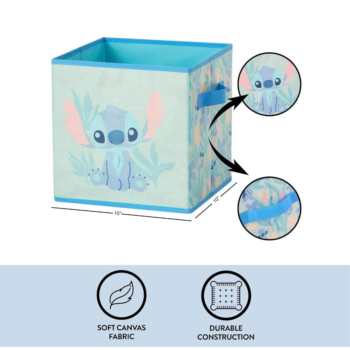 Idea Nuova - Juego de 2 cubos de almacenamiento de puntadas duraderas con asas, organizadores de cubos plegables de 10 x 10 x 10 pulgadas