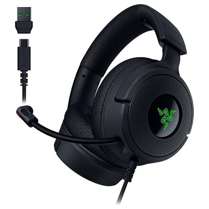 Razer Kraken V4 X Auriculares con Cable para Juegos: Altavoces de 40 mm - Micrófono Cardioide - Almohadillas de Espuma con Memoria - Iluminación RGB Chroma - Cable Tipo C y Tipo A - para PC, Mac, PS5