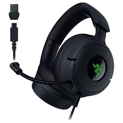Razer Kraken V4 X Auriculares con Cable para Juegos: Altavoces de 40 mm - Micrófono Cardioide - Almohadillas de Espuma con Memoria - Iluminación RGB Chroma - Cable Tipo C y Tipo A - para PC, Mac, PS5