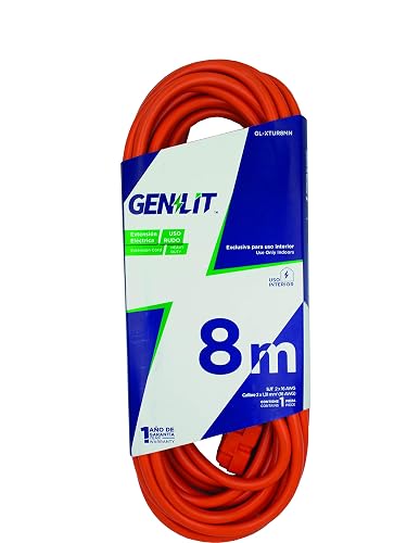 Genlit GL-XTUR8MN Extension Uso Rudo, color Naranja, 8 m