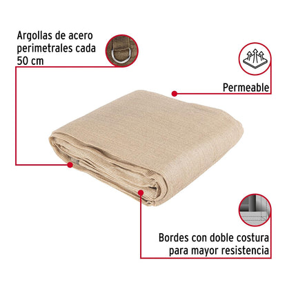 Fiero TORA-43B, Toldo Sombra 80%, Raschel Beige, 4m x 3m