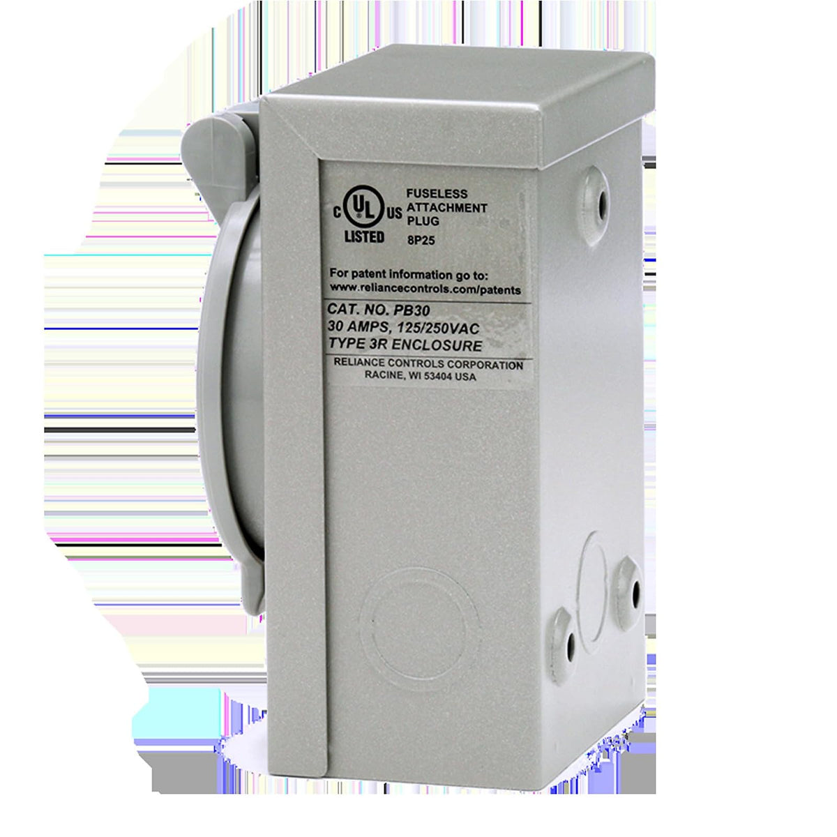 Reliance Controls PB50 50-Amp (CS6375) NEMA 3R Caja de entrada de alimentación, gris