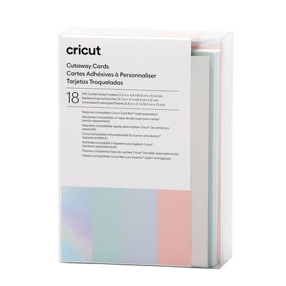 Cricut Cutaway Cards, Tarjetas para Recortar con Respaldo Holográfico - Pasteles - 18 unidades