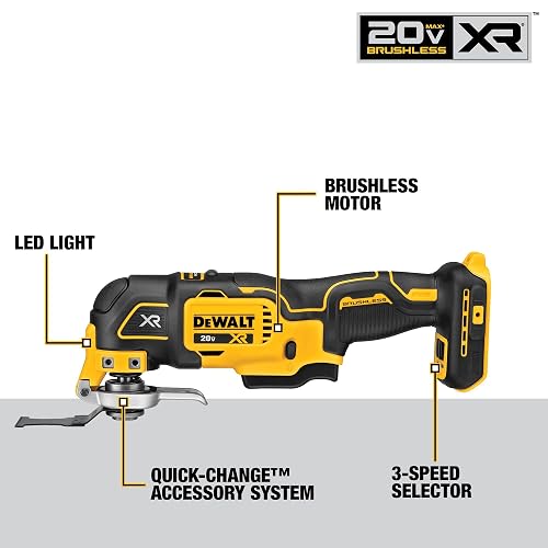 Juego de herramientas oscilantes DEWALT Max XR de 20 V de 3 velocidades (DCS356C1).