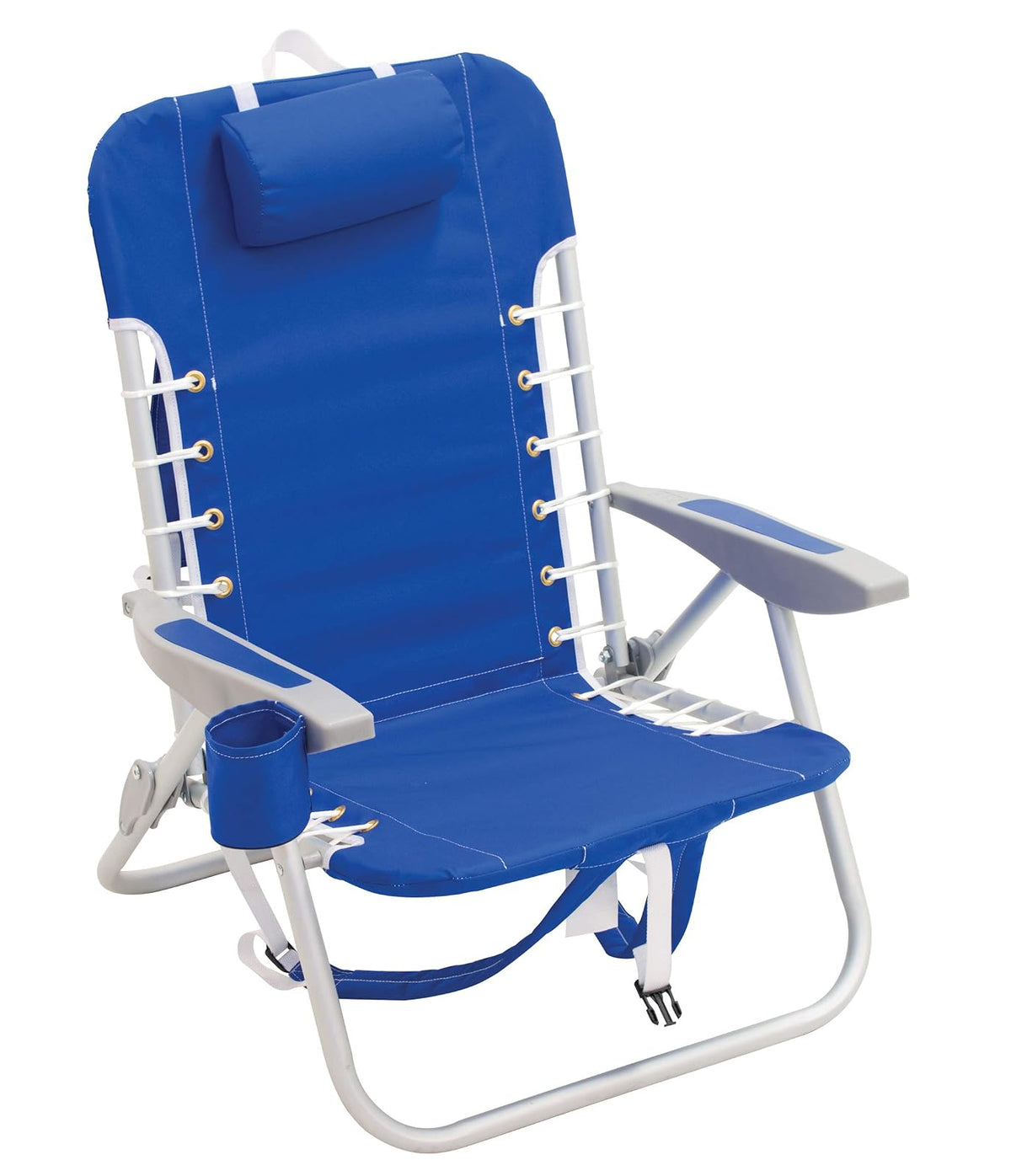 Rio Beach Lace-up Aluminum Backpack Chair, Red/Blue/Green/Yellow Stripe - Azul - claro