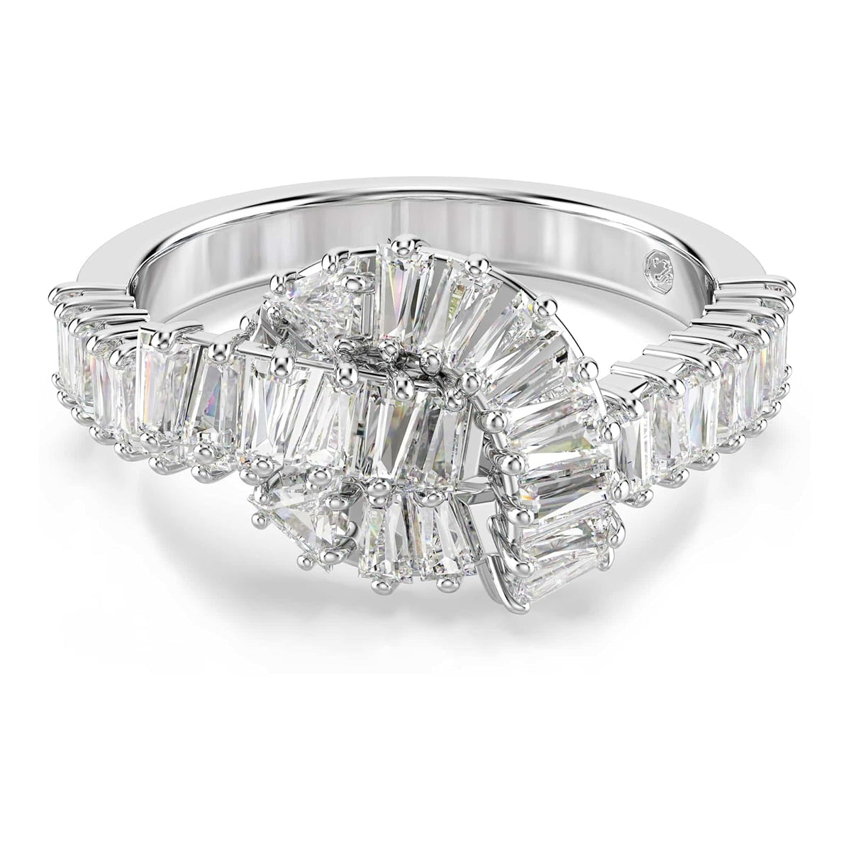 Swarovski Matrix Kollektion Ring, Baguetteschliff, Knoten, Weiß, Rhodiniert