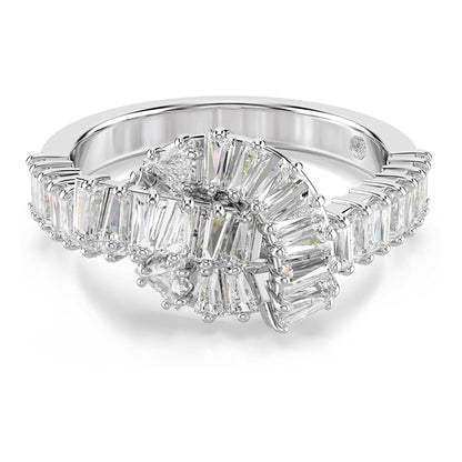 Swarovski Matrix Kollektion Ring, Baguetteschliff, Knoten, Weiß, Rhodiniert