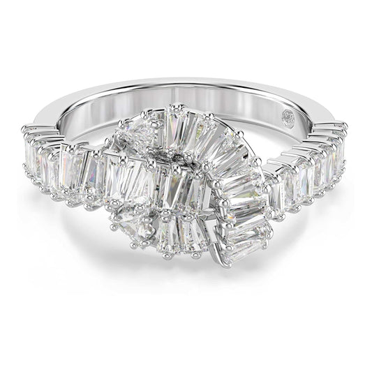 Swarovski Matrix Kollektion Ring, Baguetteschliff, Knoten, Weiß, Rhodiniert
