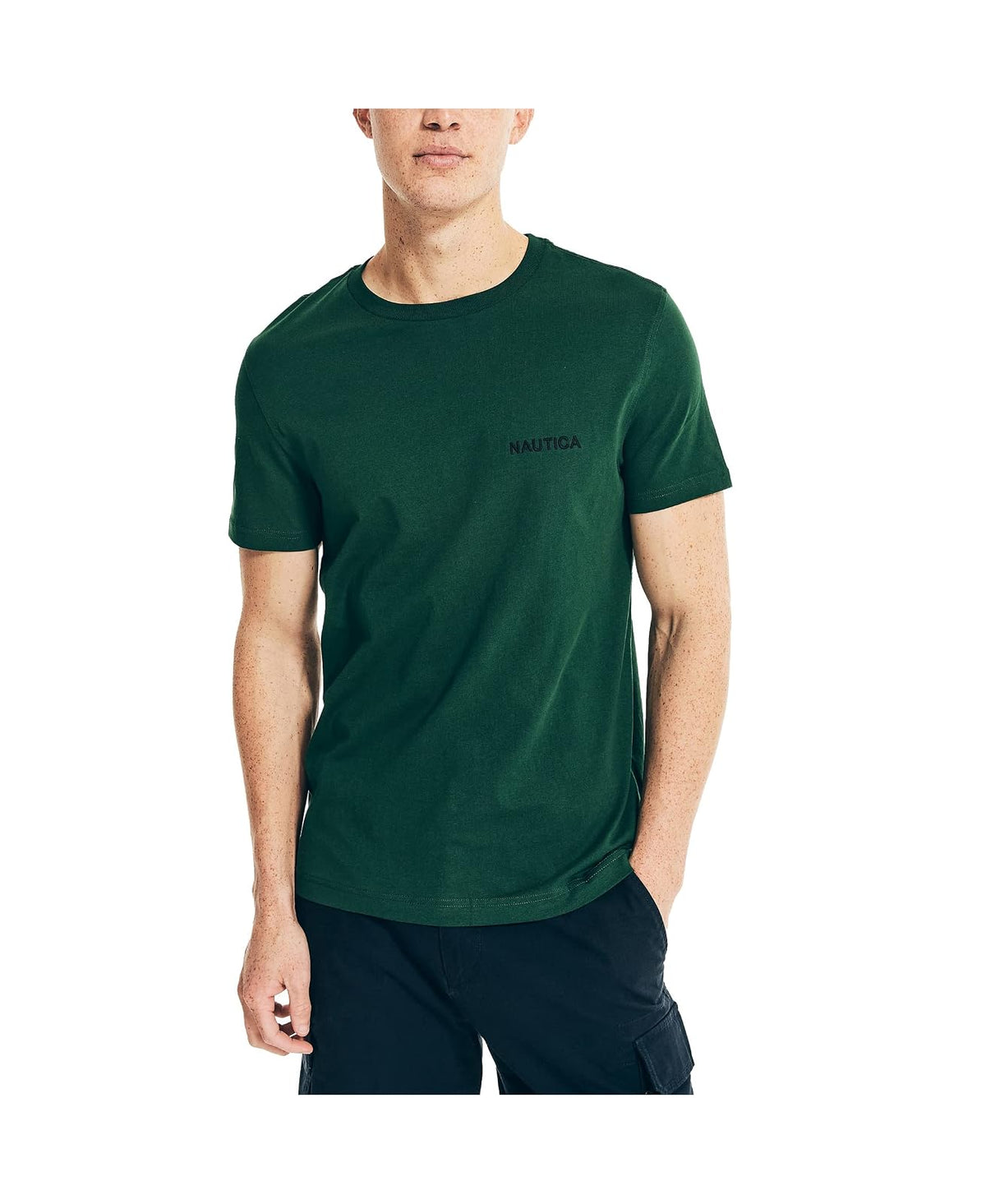 Nautica Playera Cuello Redondo para Hombre, Manga Corta - M - Tidal verde sólido
