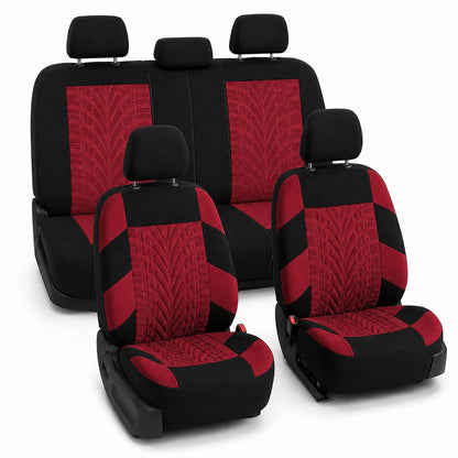 FH Group - Juego Completo de Fundas de Asiento de Automóvil de Tela Premium, Ajuste Universal, Funda de Asiento para automóvil, Funda de Asiento Delantero bajo Compatible con Bolsas de Aire, Asiento - Juego completo - Borgoña
