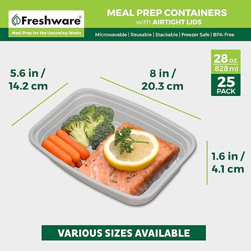 Freshware Recipiente para Preparación de Comidas 21 Unidades 1 Compartimento 828 ml