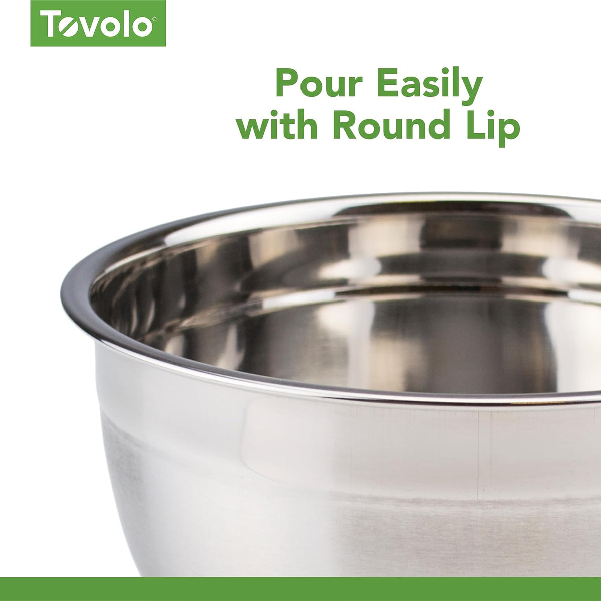 Tovolo Tazón profundo para mezclar, con sello hermético, acero inoxidable, juego de 3, 7.5 Quart, 1, 1