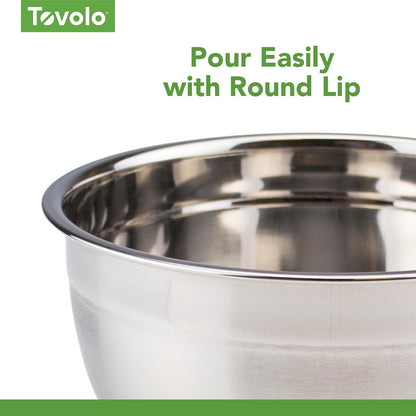 Tovolo Tazón profundo para mezclar, con sello hermético, acero inoxidable, juego de 3, 7.5 Quart, 1, 1