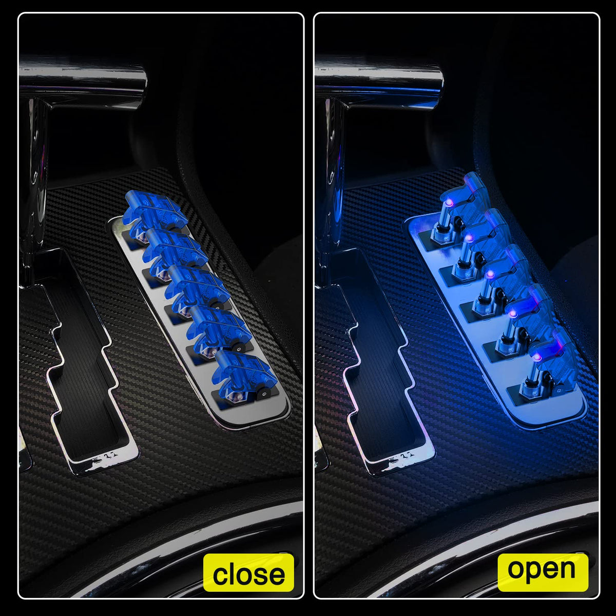 Nilight Interruptor de Palanca LED SPST 3 Pines 20A 12V | Azul, ON-OFF, terminales de hoja, cubiertas transparentes