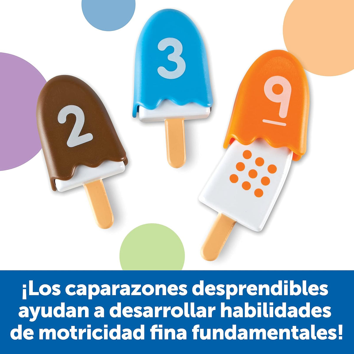Learning Resources Paletas de juguete Smart Snacks Number Pops, Multicolor | Manipulantes de matemáticas para niños en edad preescolar, juguetes de juego y conteo de números, habilidades motoras finas