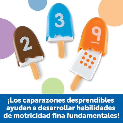Learning Resources Paletas de juguete Smart Snacks Number Pops, Multicolor | Manipulantes de matemáticas para niños en edad preescolar, juguetes de juego y conteo de números, habilidades motoras finas