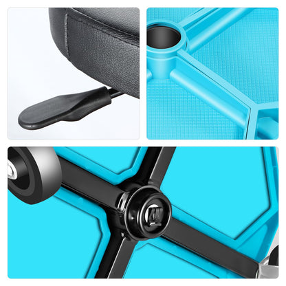 DNA MOTORING - Taburete mecánico neumático de Altura Ajustable con Bandeja de Herramientas, Capacidad máxima de Peso de 300 Libras, Azul, TOOLS-00480